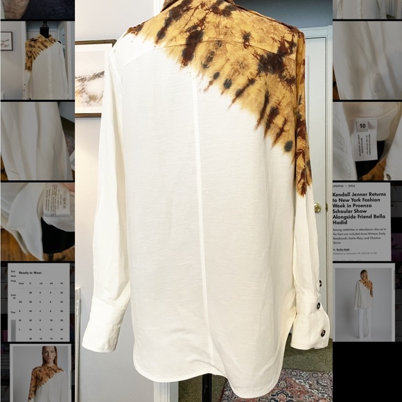 Proenza Schouler Tie Dye Linen Viscose Shirt in Bronze Multi - Size 10 - Picture 11 of 16